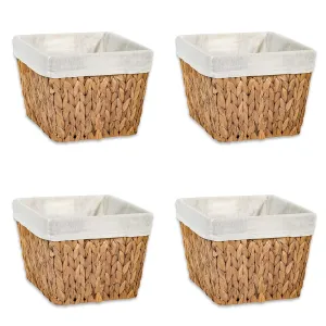 11.5" Hyacinth Storage Basket With Handles And Fabric Liner Rectangular (Set Of