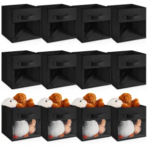 12 Pcs Collapsible Cube Storage Organizer With Window Fabric Storage Cubes Bins
