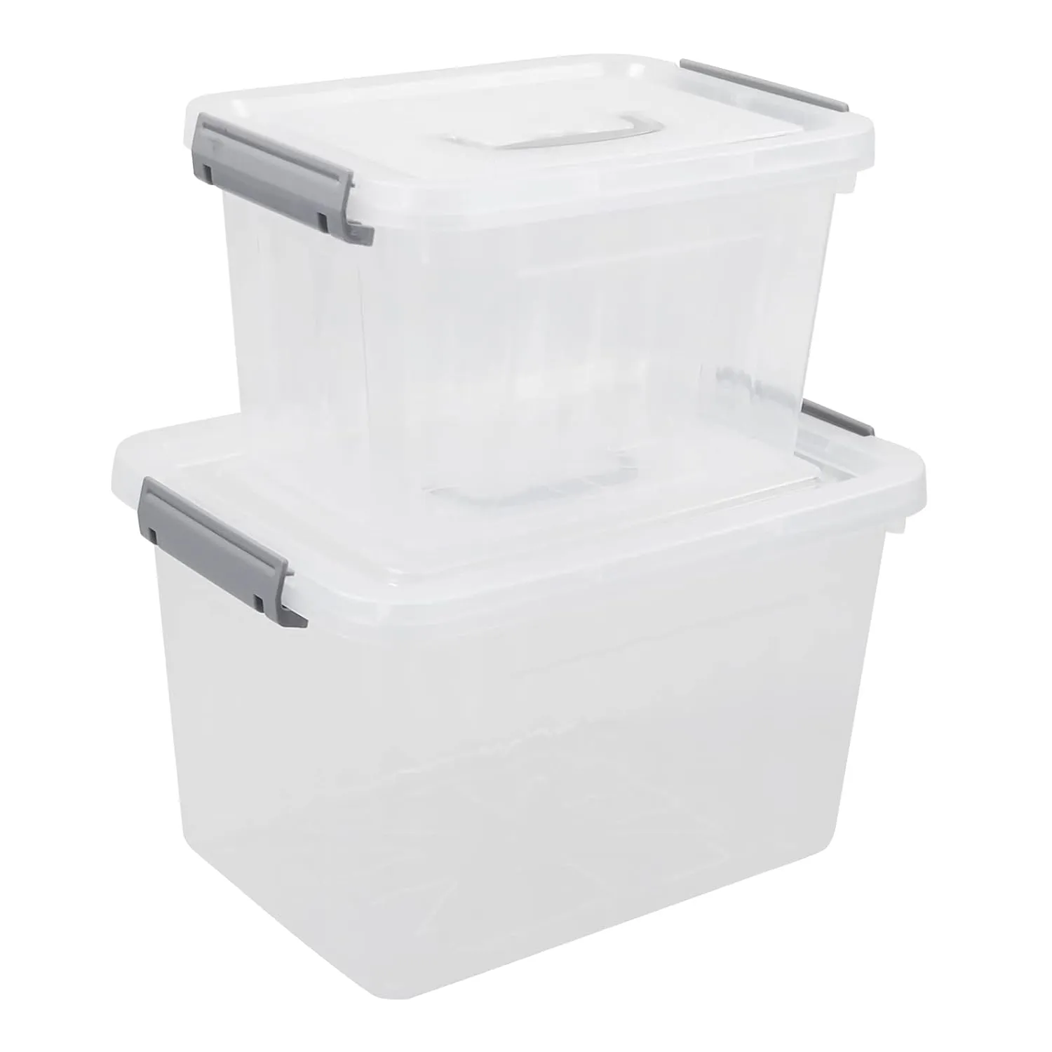 12 Quart & 6 Quart Latch Storage Box Bin With Handle, 2 Packs, Clear