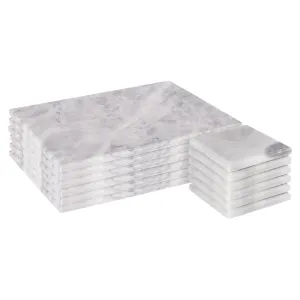 12pc Marble Placemats & Square Coasters Set - By Argon Tableware
