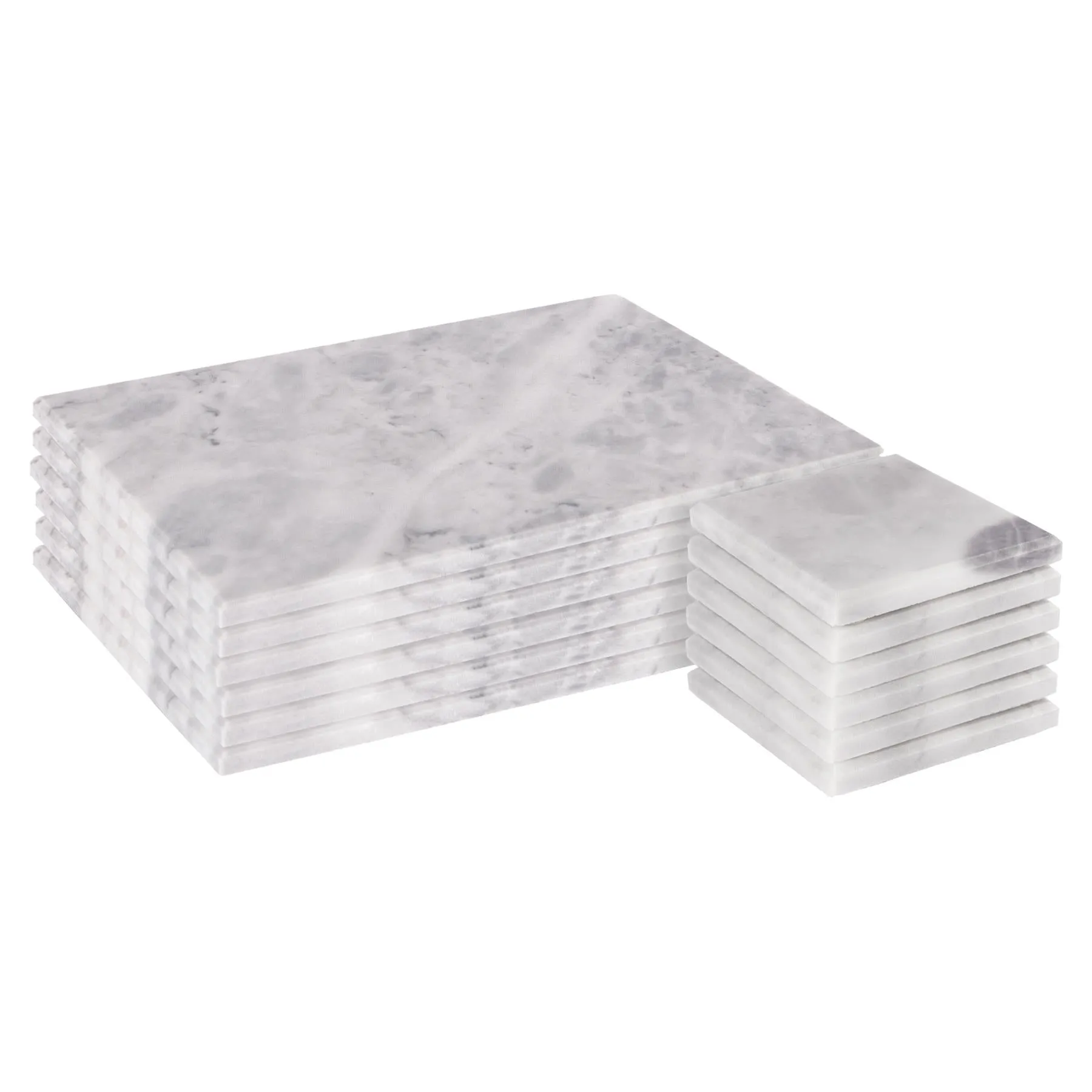 12pc Marble Placemats & Square Coasters Set - By Argon Tableware