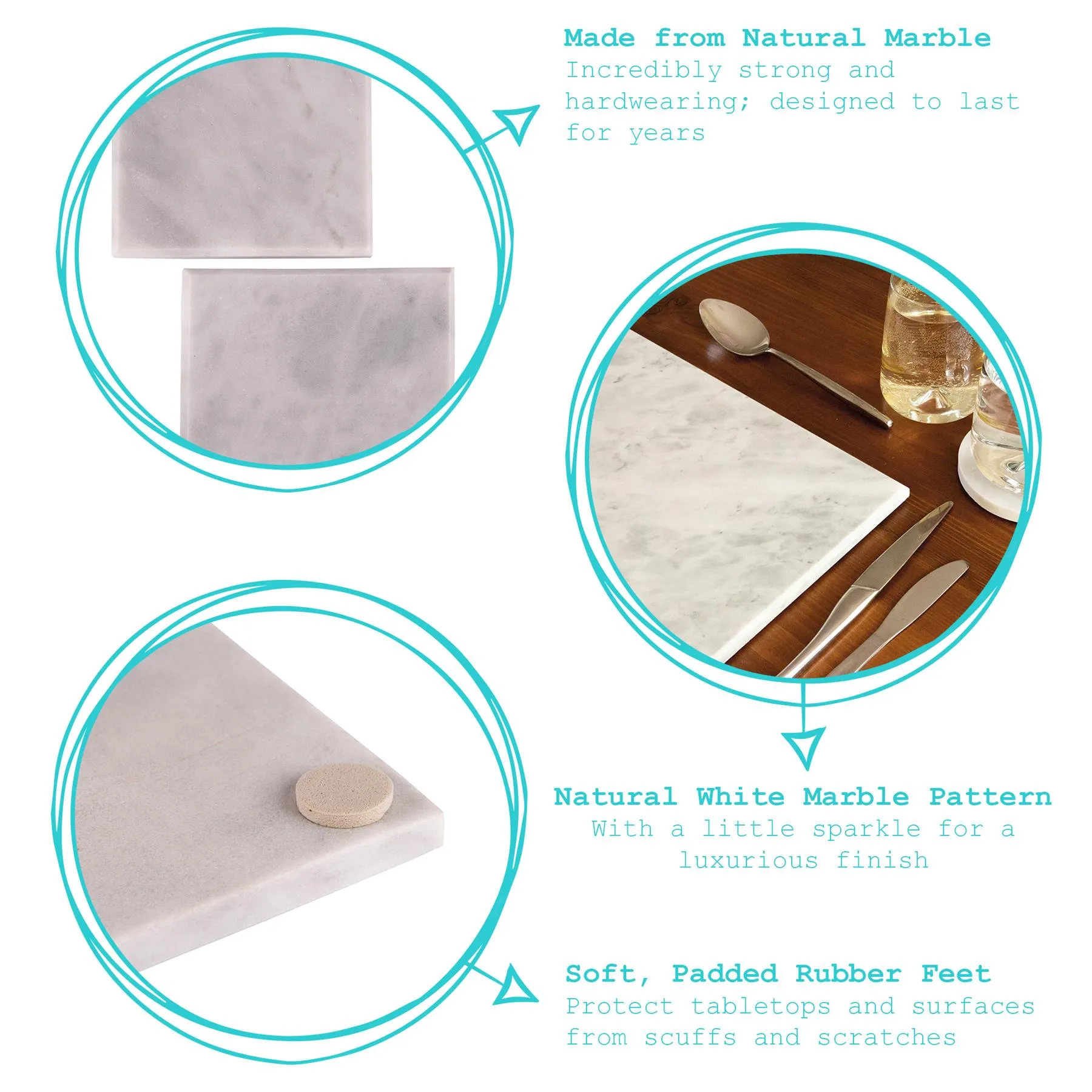 12pc Marble Placemats & Square Coasters Set - By Argon Tableware