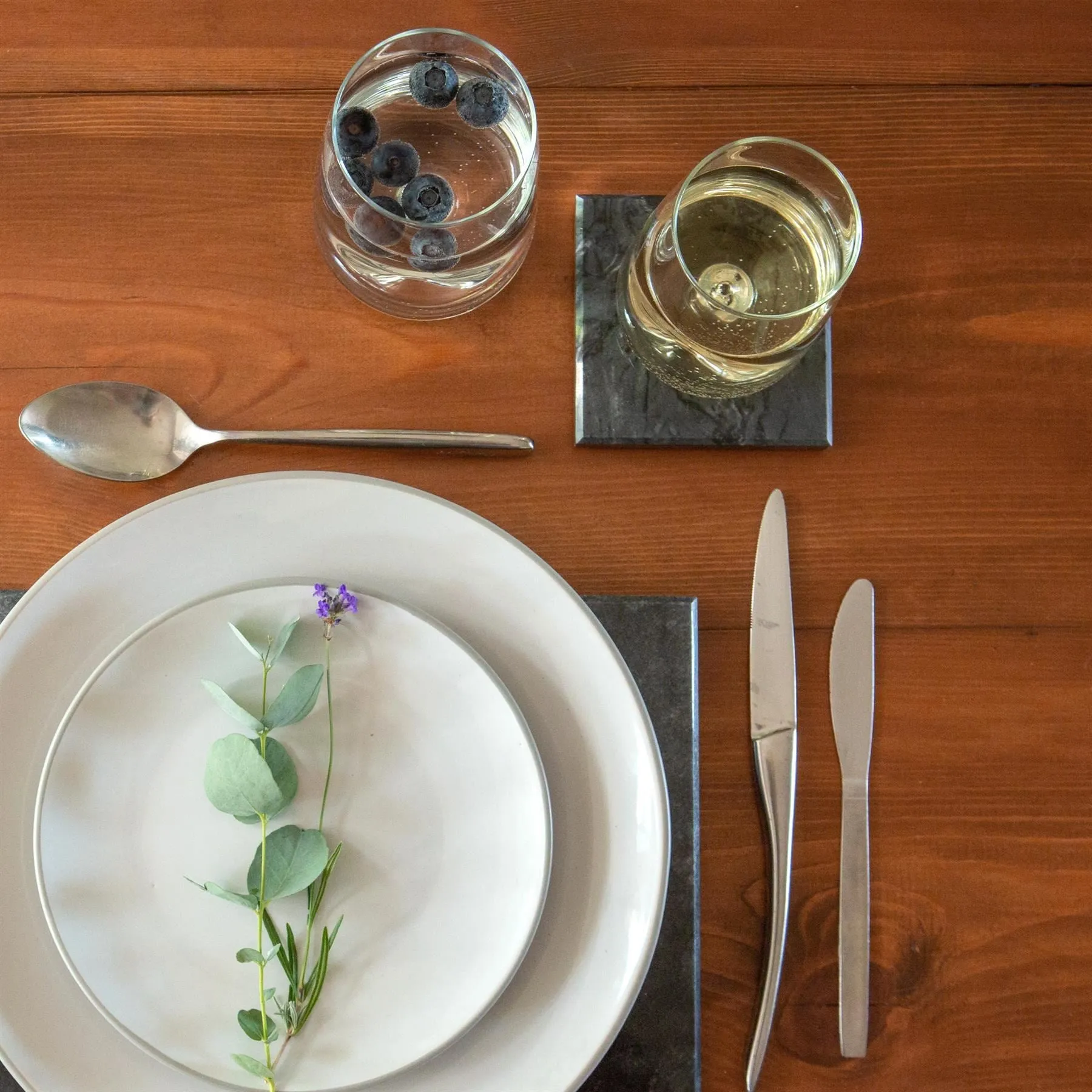 12pc Marble Placemats & Square Coasters Set - By Argon Tableware