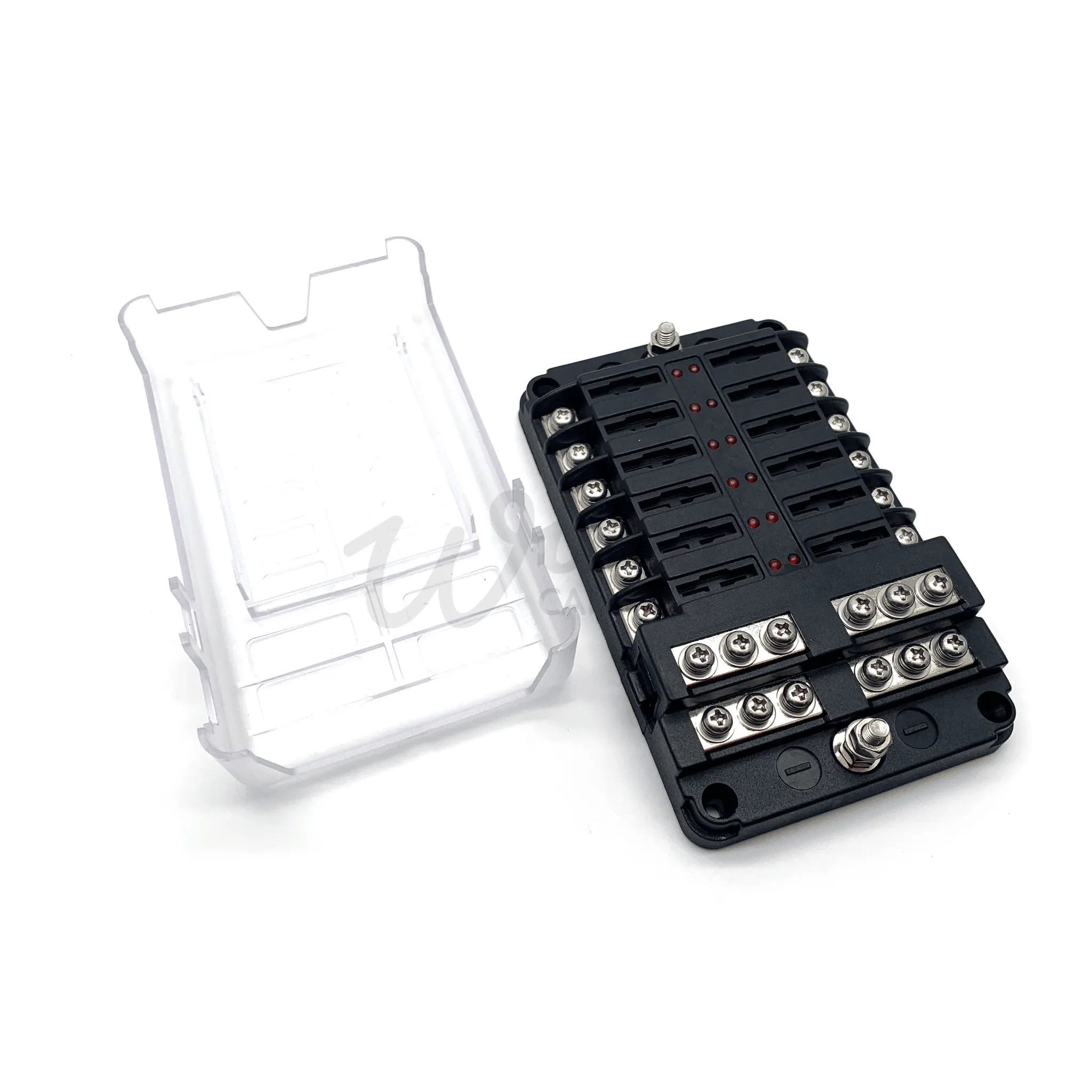12V 12 Way Blade Fuse Box Block Holder With LED Indicator & Fuses