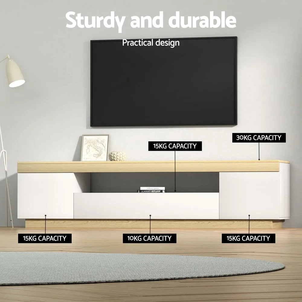 180cm TV Cabinet Entertainment Unit Stand - White Wood