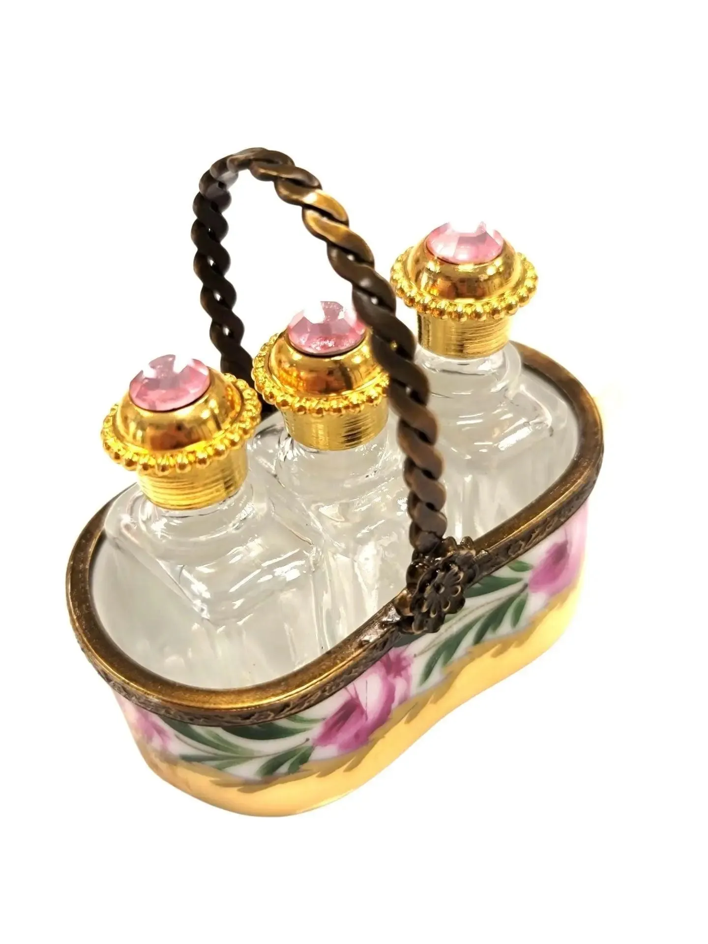 3 Perfumes in Gold Basket - Rare