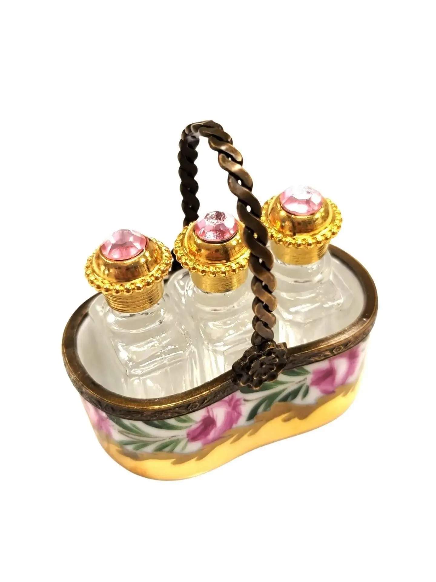3 Perfumes in Gold Basket - Rare