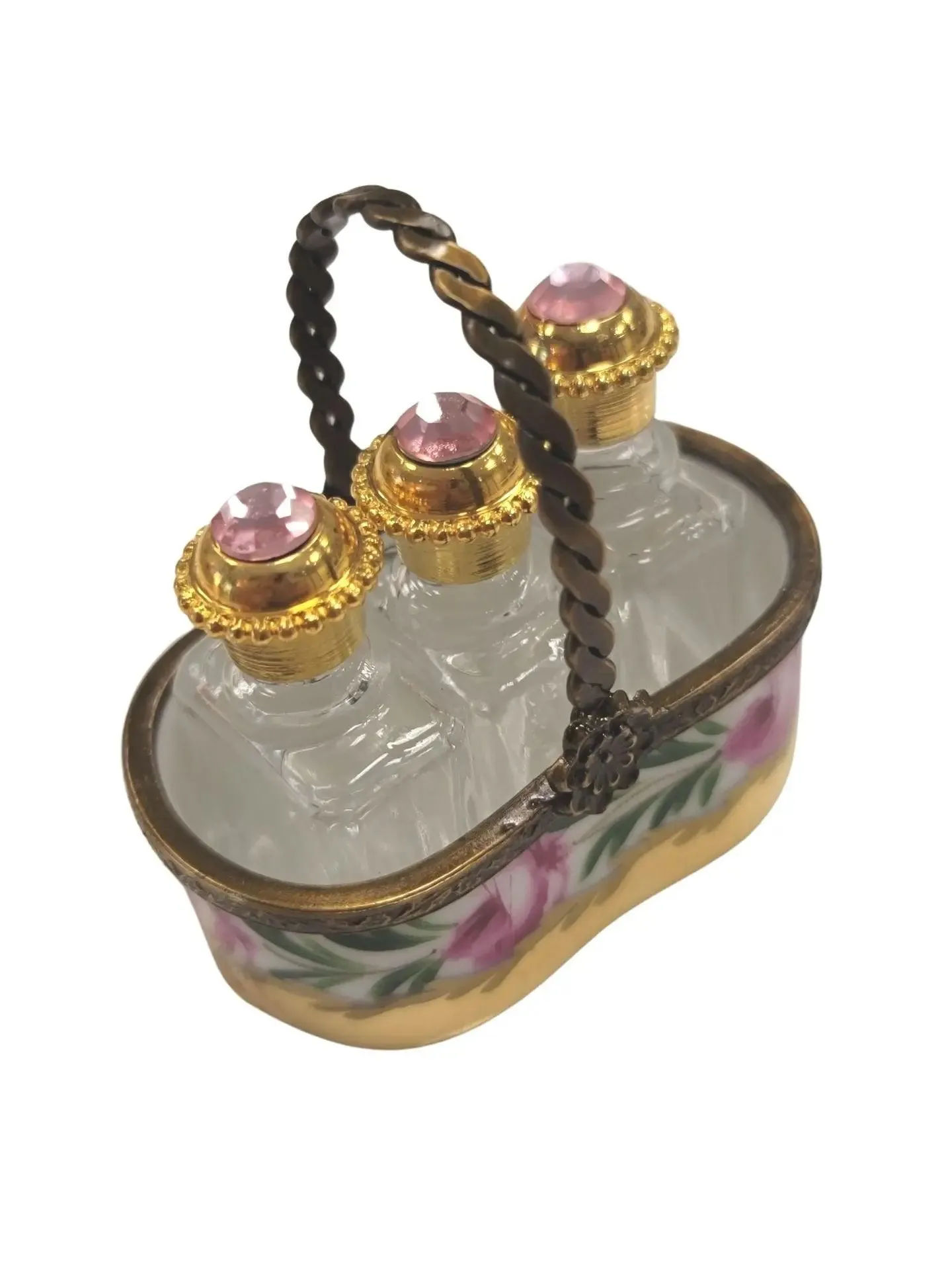 3 Perfumes in Gold Basket - Rare