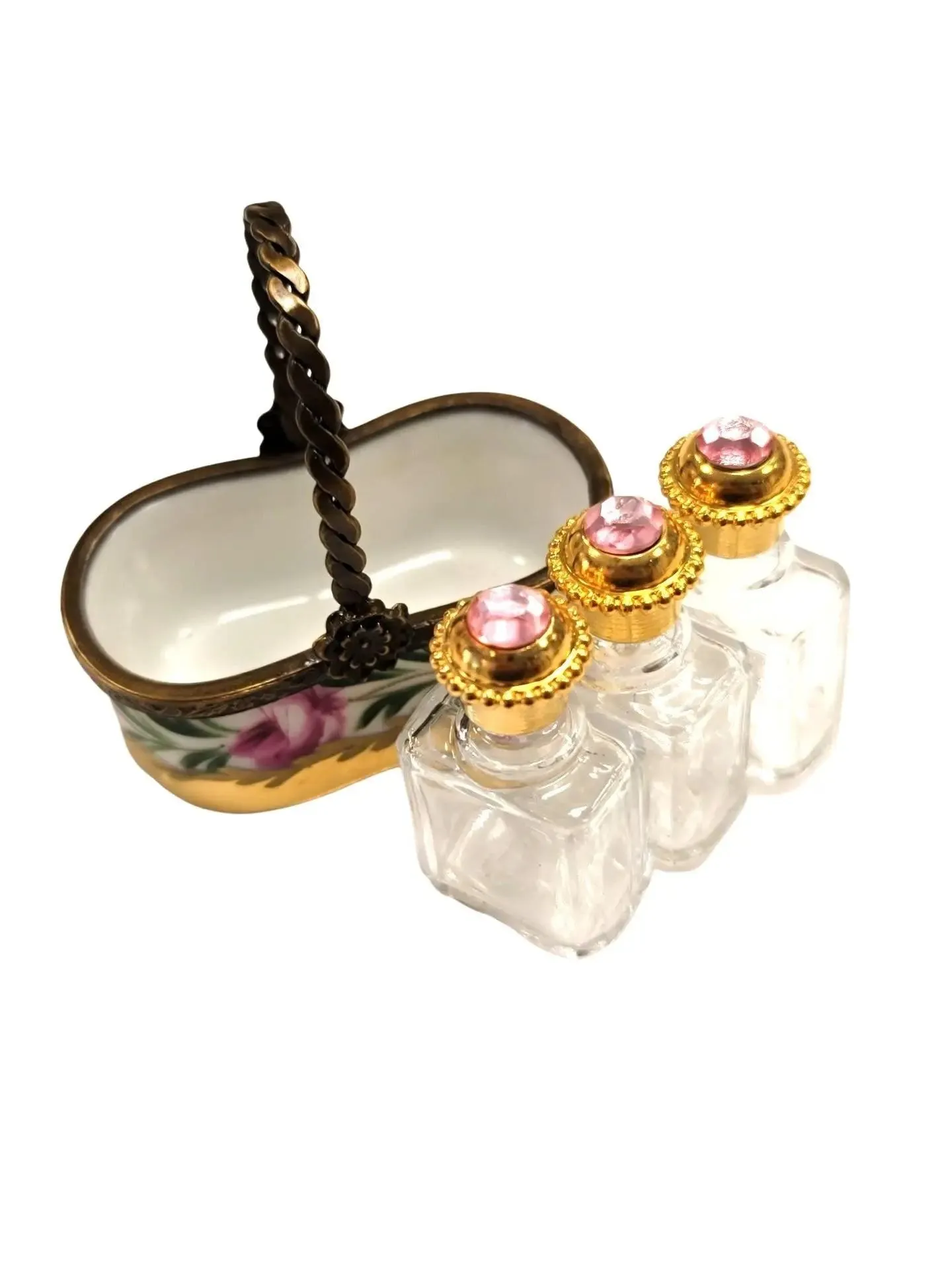 3 Perfumes in Gold Basket - Rare