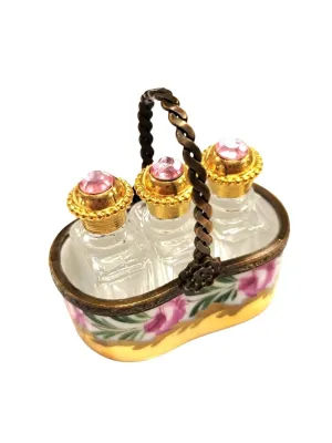3 Perfumes in Gold Basket - Rare