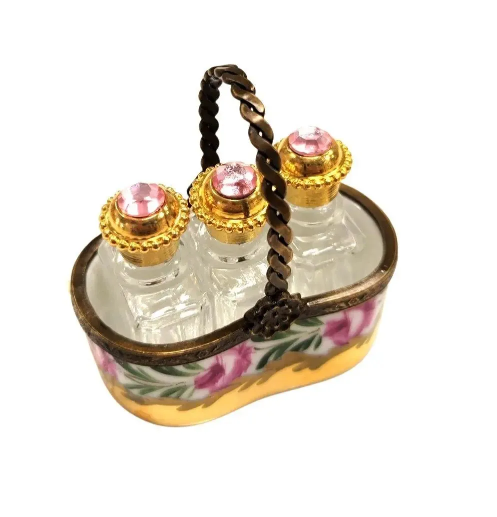 3 Perfumes in Gold Basket - Rare