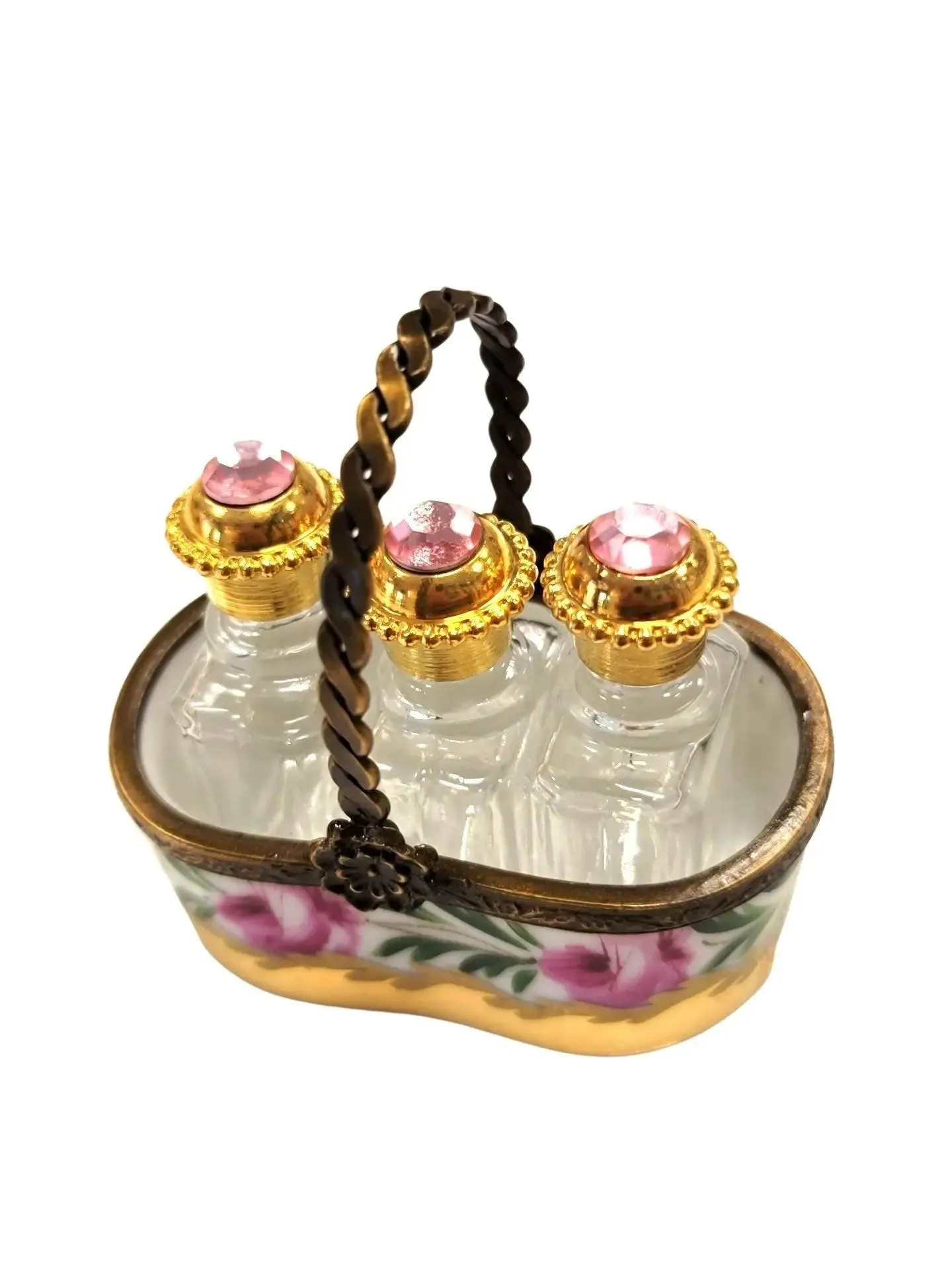 3 Perfumes in Gold Basket - Rare