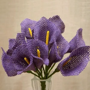 36 Lavender Burlap Calla Lilies Artificial Flowers Wedding Bouquets DIY Crafts Decoration
