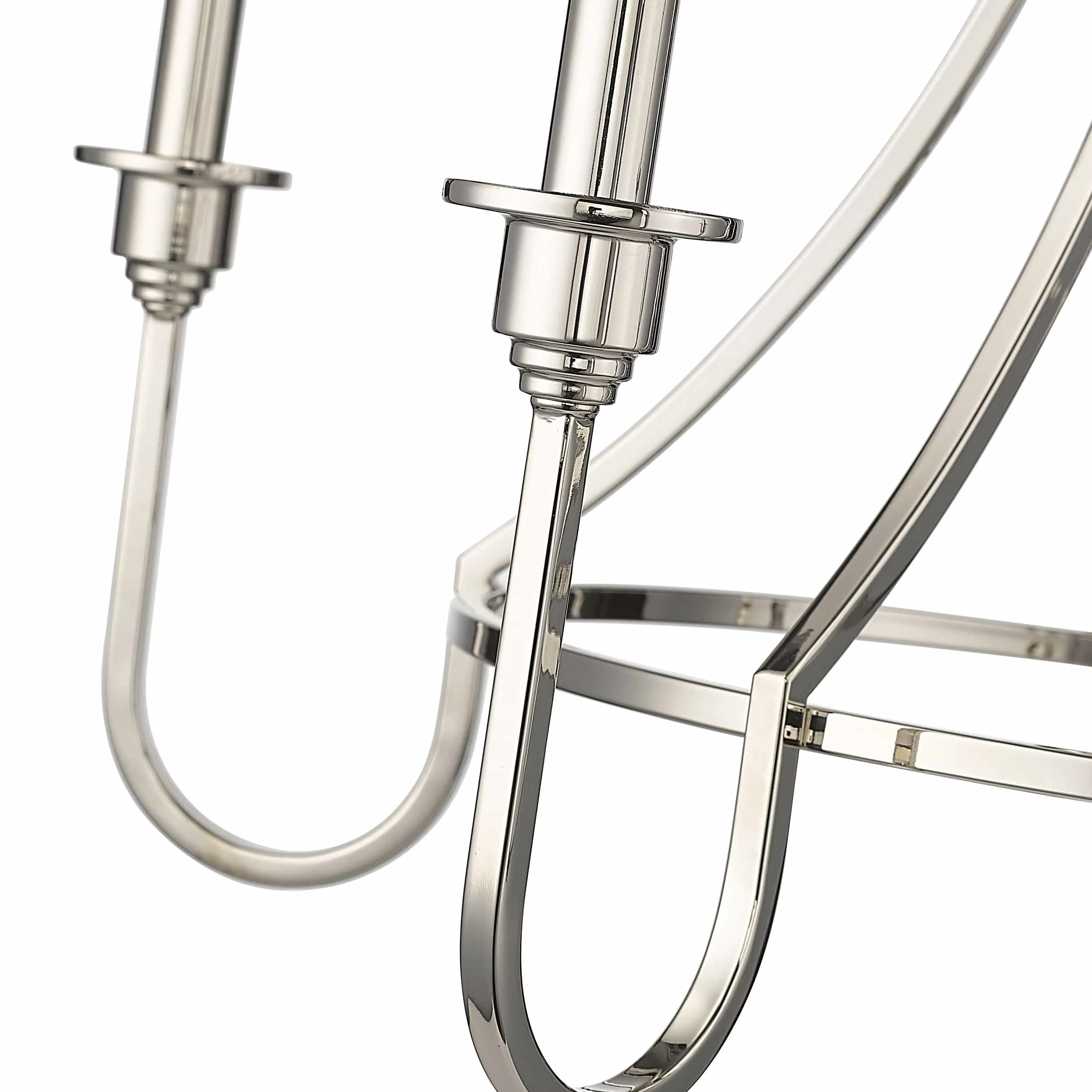 5 Lamps Artemis Chandelier - Polished Nickel - White Fabric Shade - 26in Diameter - E12 Candelabra Base