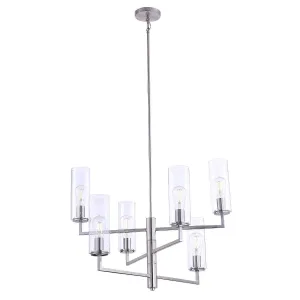 Acacia 30 in. 6 Lights Chandelier Brushed Nickel Finish