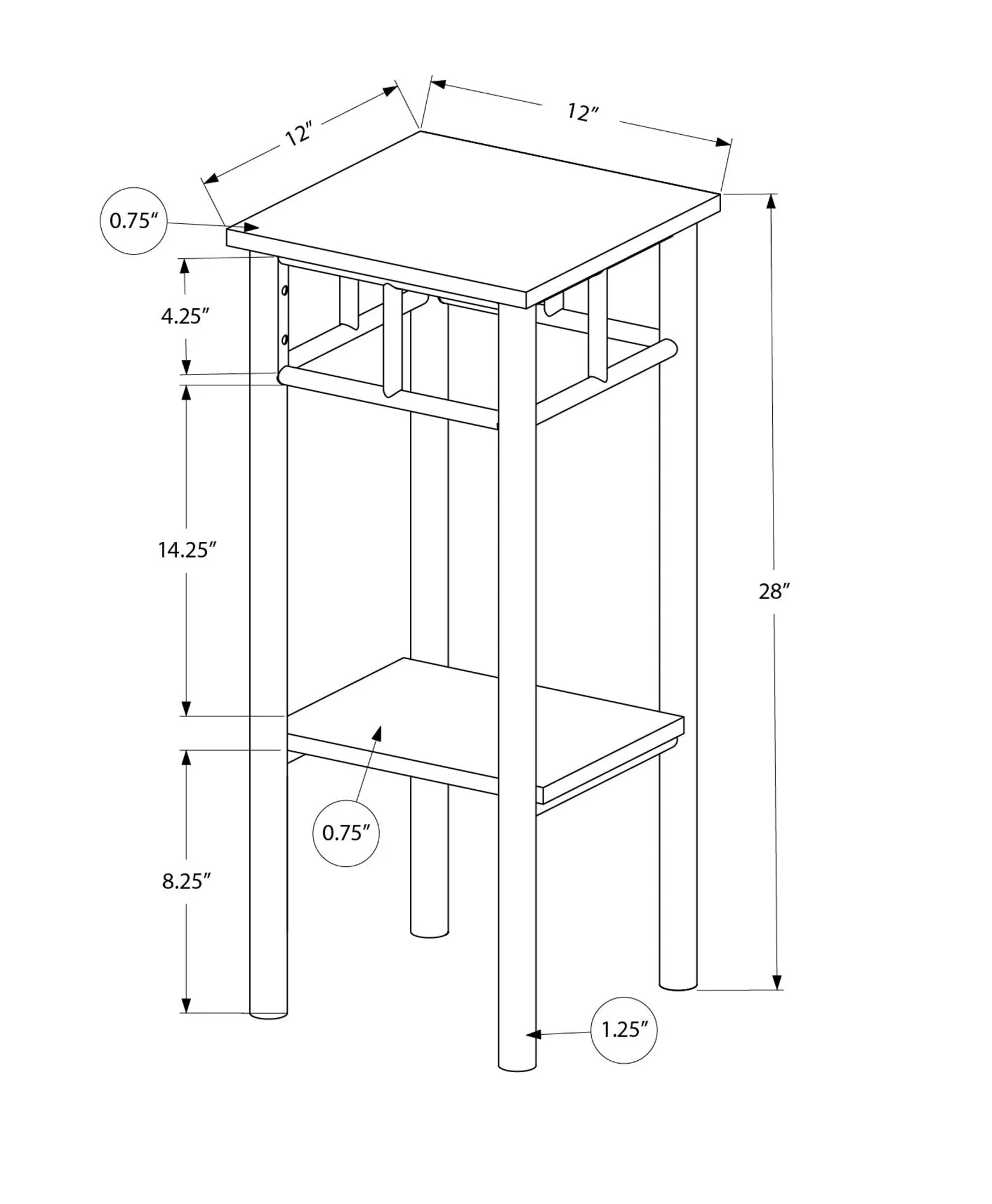 Accent Table - 28"H / Black / Black Metal