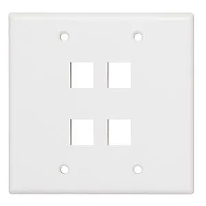 Allen Tel AT30D-4-15 Double Gang Faceplate, 4-Port, White