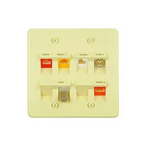 Allen Tel AT45D-8-09 Versatap 45 Degree Angled Faceplate, 8-Port, Ivory