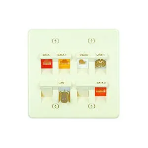 Allen Tel AT45D-8-15 Versatap 45 Degree Angled Faceplate, 8-Port, White
