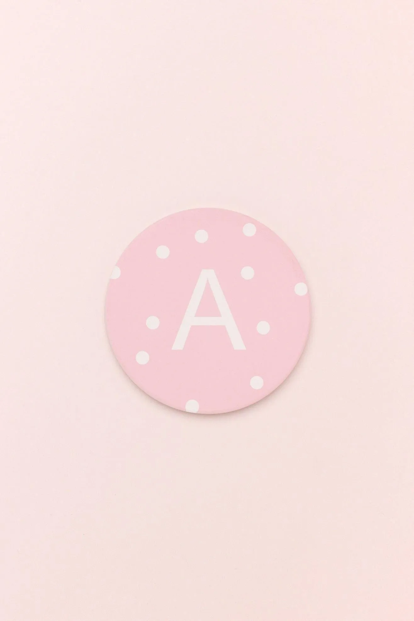 Alphabet Personalized Initials Ceramic White Polka Dot Anti Slip Cork Base Mug Cup Coaster