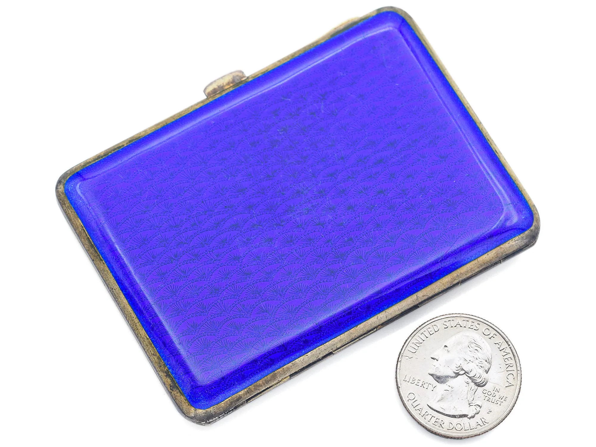 Antique 935 Sterling Silver Hand Painted Enamel Compact Box