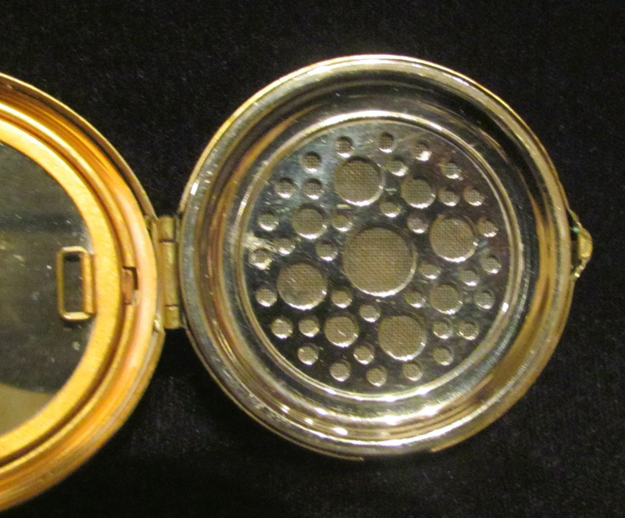 Antique Ormolu Jeweled Compact Unique Powder Box