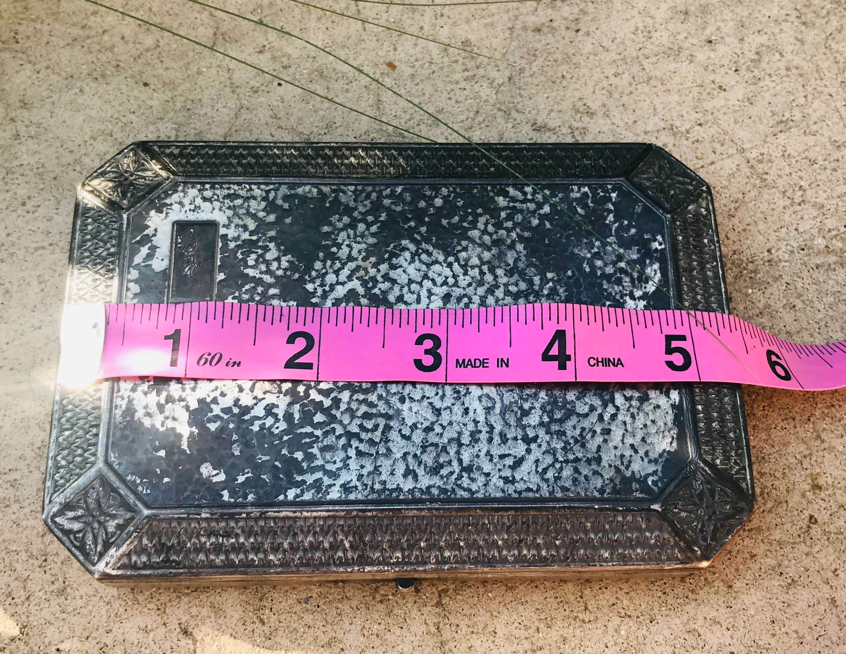 Antique Ornate Etched Silver Plated Deltah Compact Box Cigarette Container