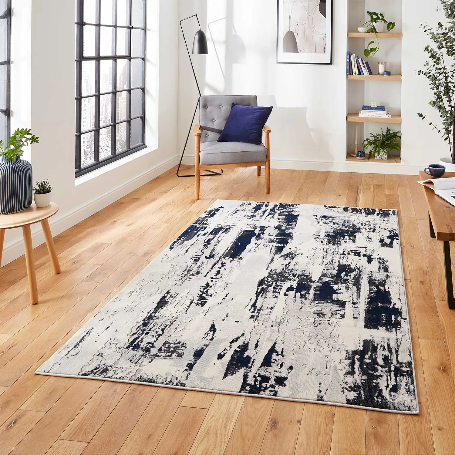 Apollo GR579 Grey/Navy Rug