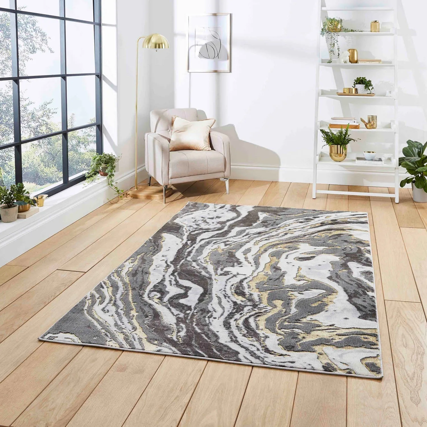 Apollo GR584 Grey/Gold Rug