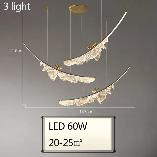 Art Design Leaves Chandeliers Feather Pendant Lights