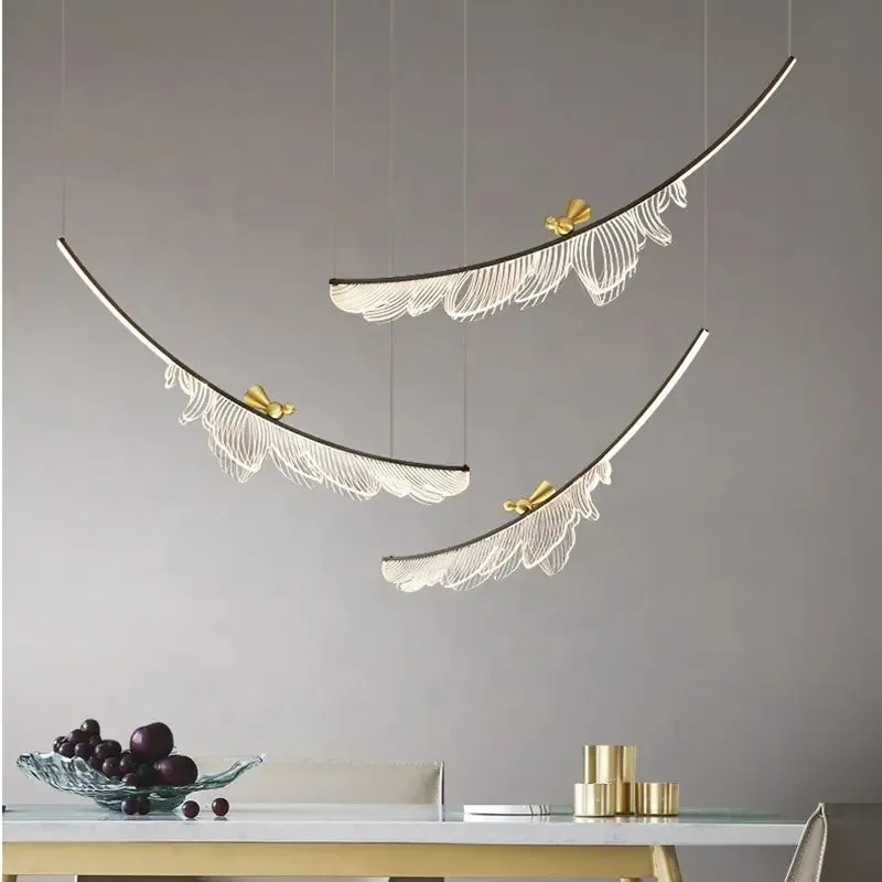 Art Design Leaves Chandeliers Feather Pendant Lights