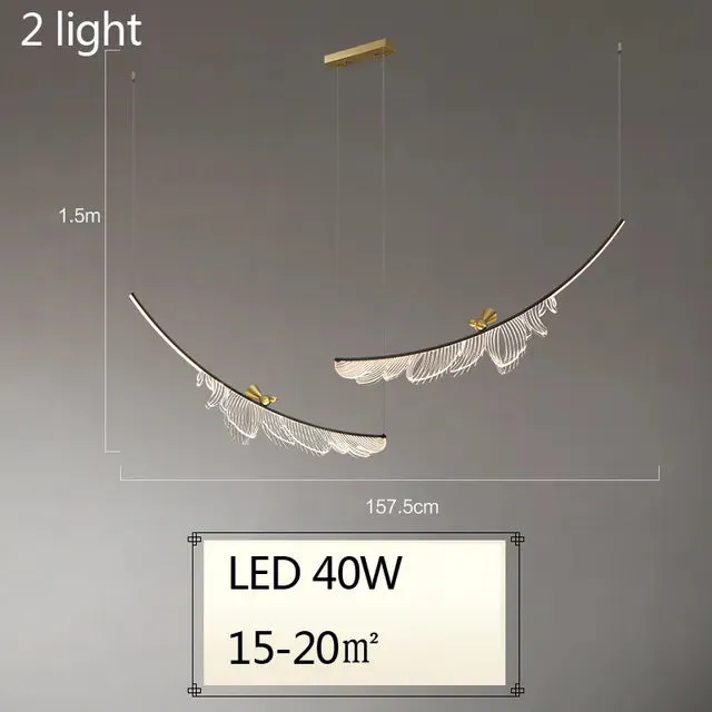 Art Design Leaves Chandeliers Feather Pendant Lights