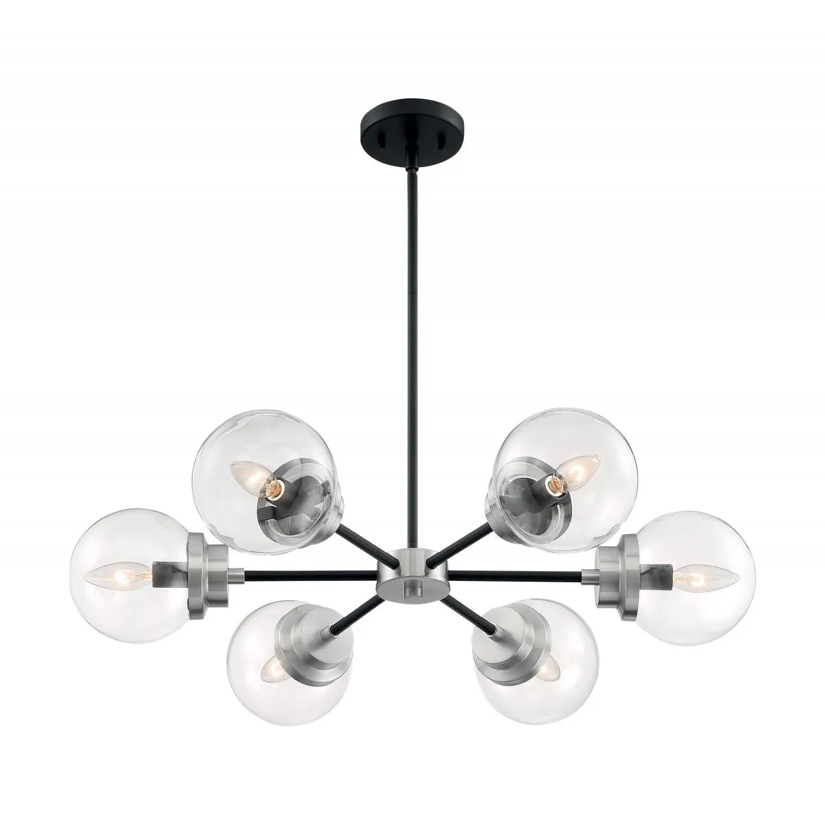 Axis 30 in. 6 Lights Chandelier Black & Nickel Finish