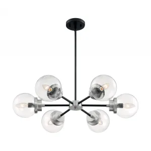 Axis 30 in. 6 Lights Chandelier Black & Nickel Finish