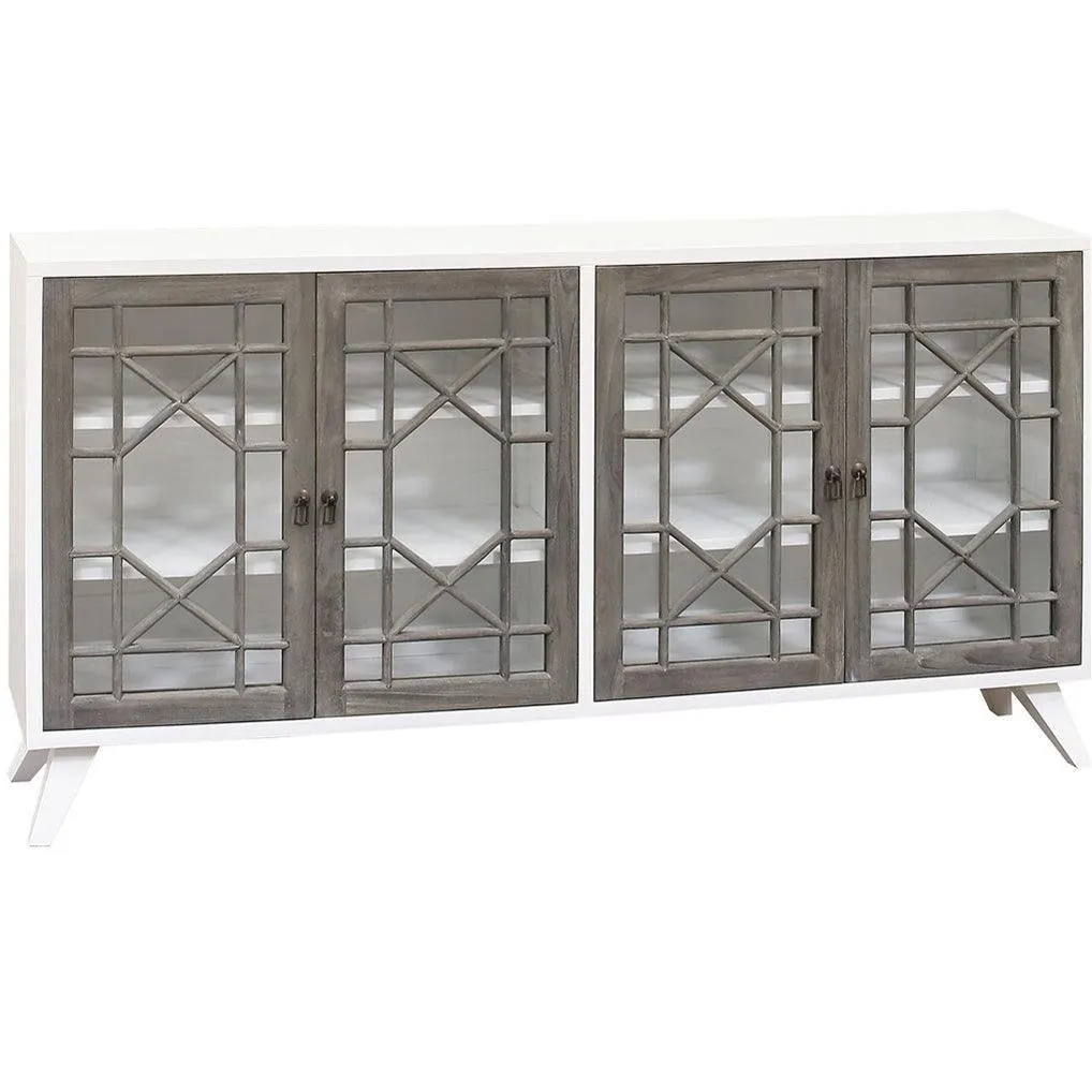 Bamboo Fretwork Glass Door Sideboard