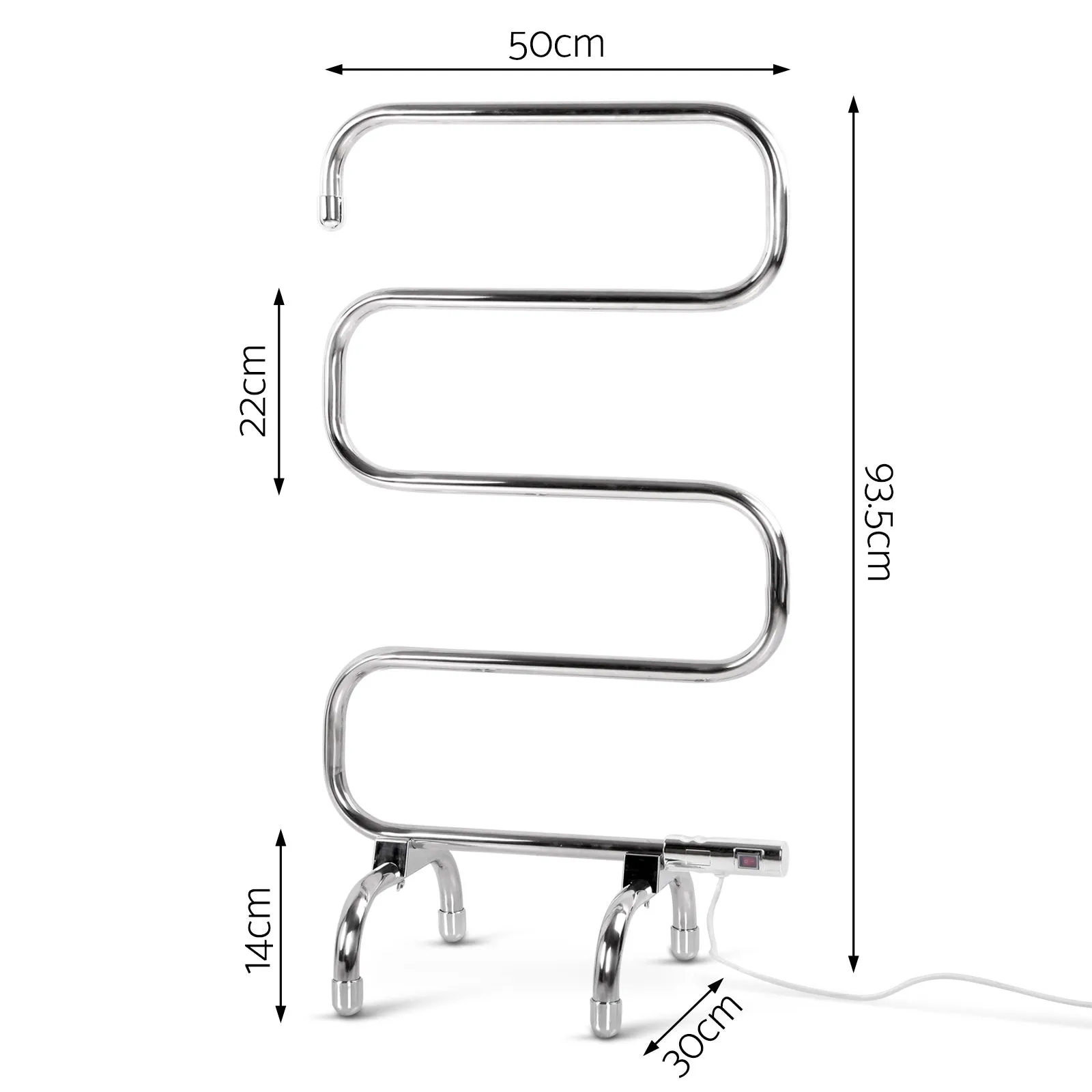 Bathroom Mobile Electric Heated Towel Rail Heating Rods Unit Stainless Steel
