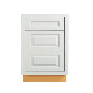 Bathroom Vanity 3 Drawer Base Vintage White Inset Raised Panel Cabinets - 21" Deep 12", 15" & 18" Wide