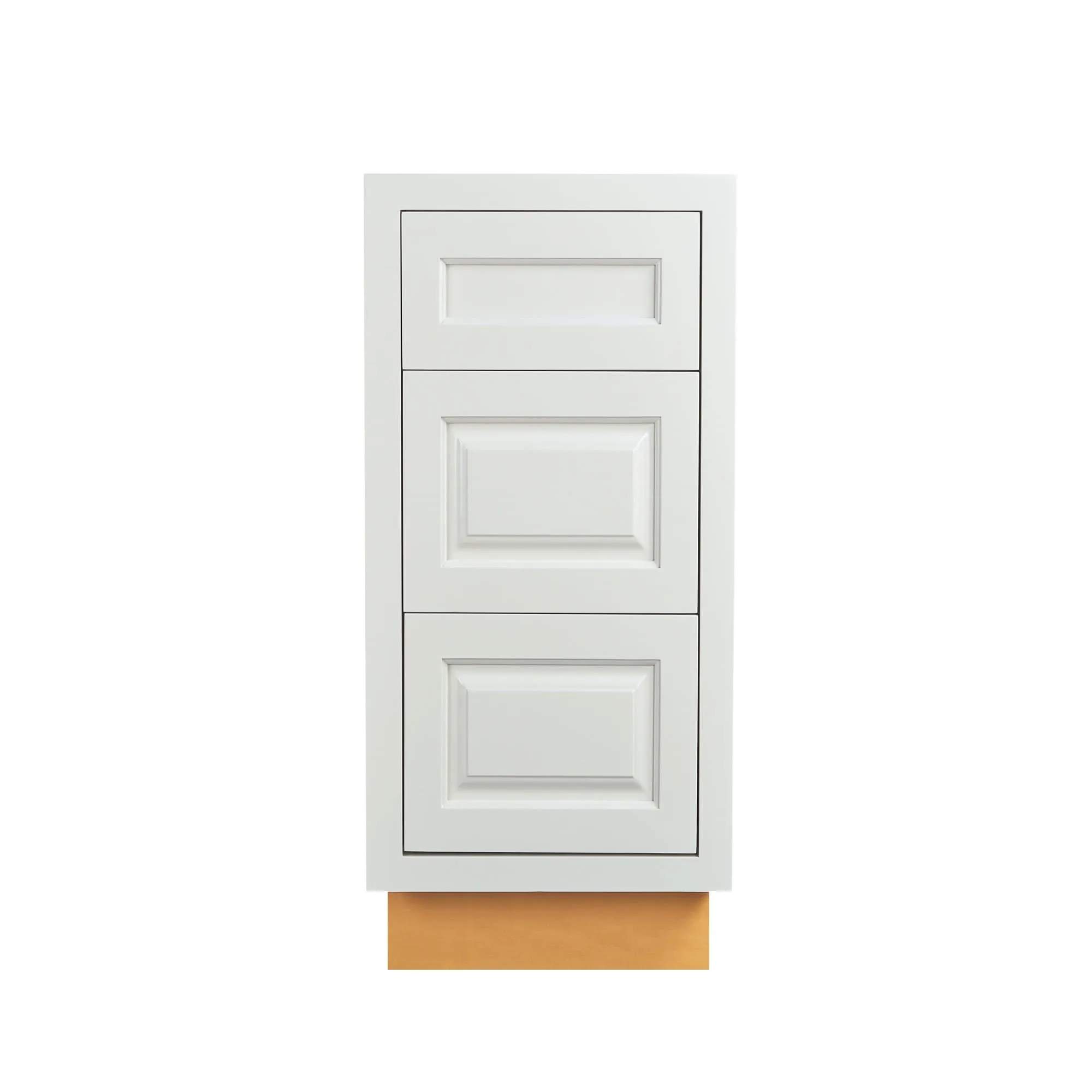 Bathroom Vanity 3 Drawer Base Vintage White Inset Raised Panel Cabinets - 21" Deep 12", 15" & 18" Wide