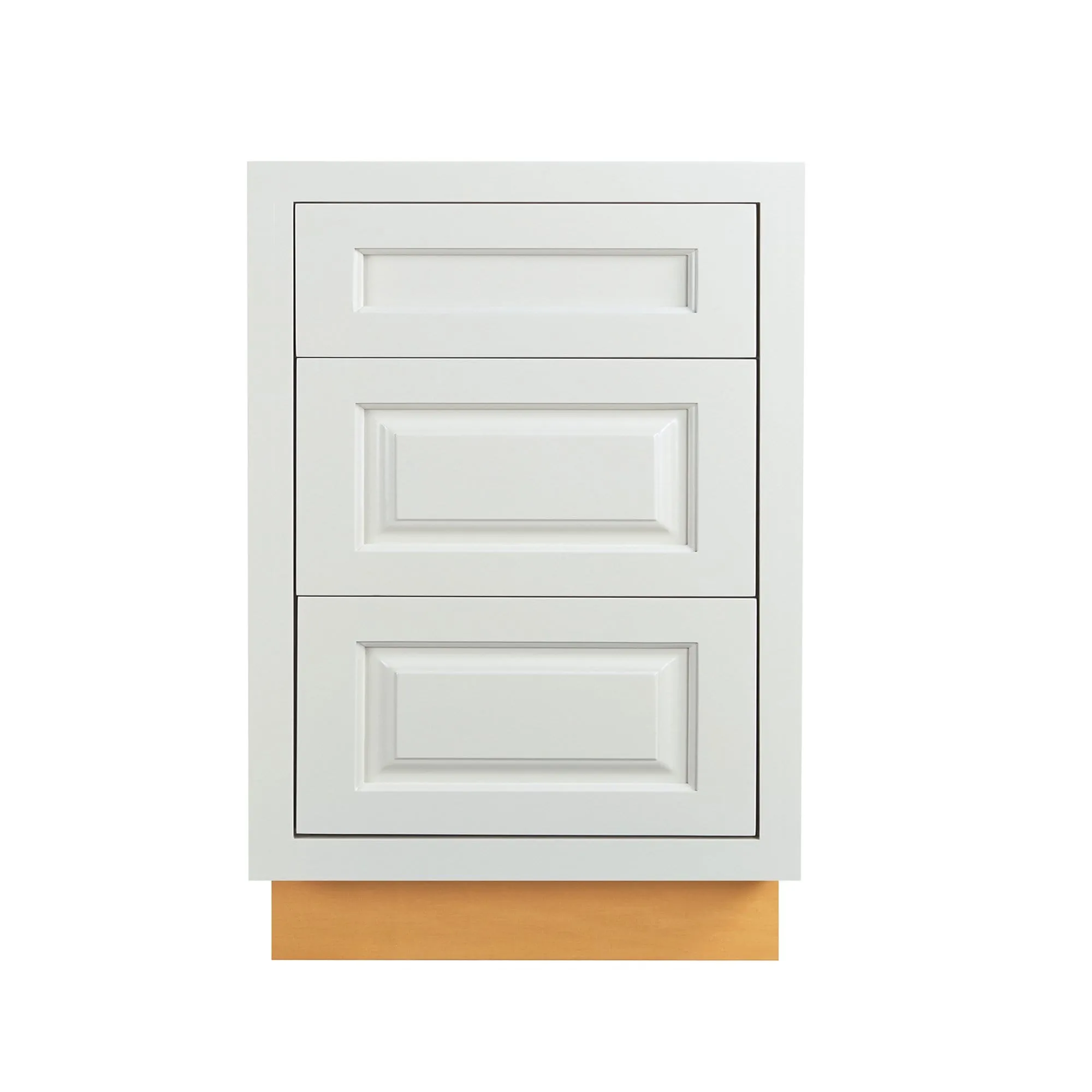 Bathroom Vanity 3 Drawer Base Vintage White Inset Raised Panel Cabinets - 21" Deep 12", 15" & 18" Wide