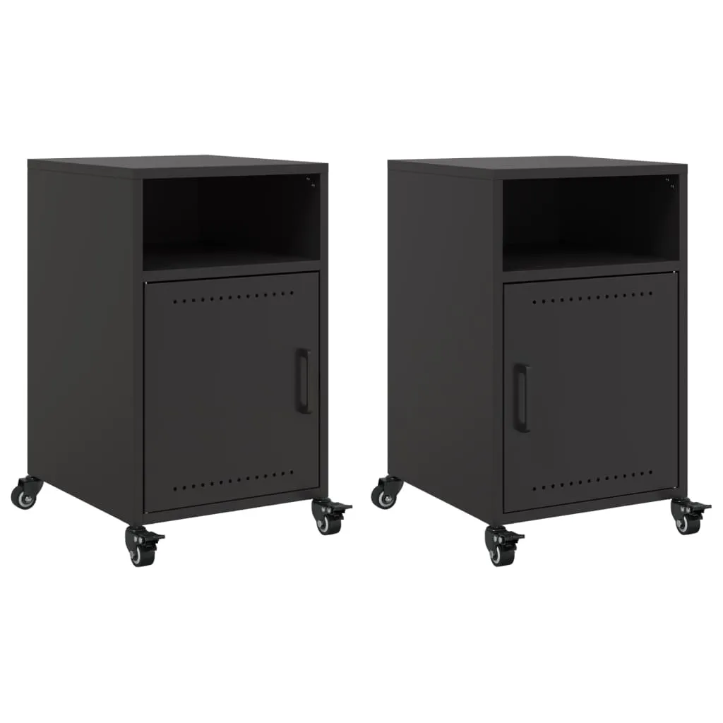 Bedside Cabinets 2 pcs Black 36x39x59 cm Steel