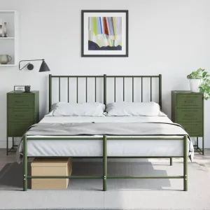 Bedside Cabinets 2 pcs Olive Green 36x39x78 cm Steel