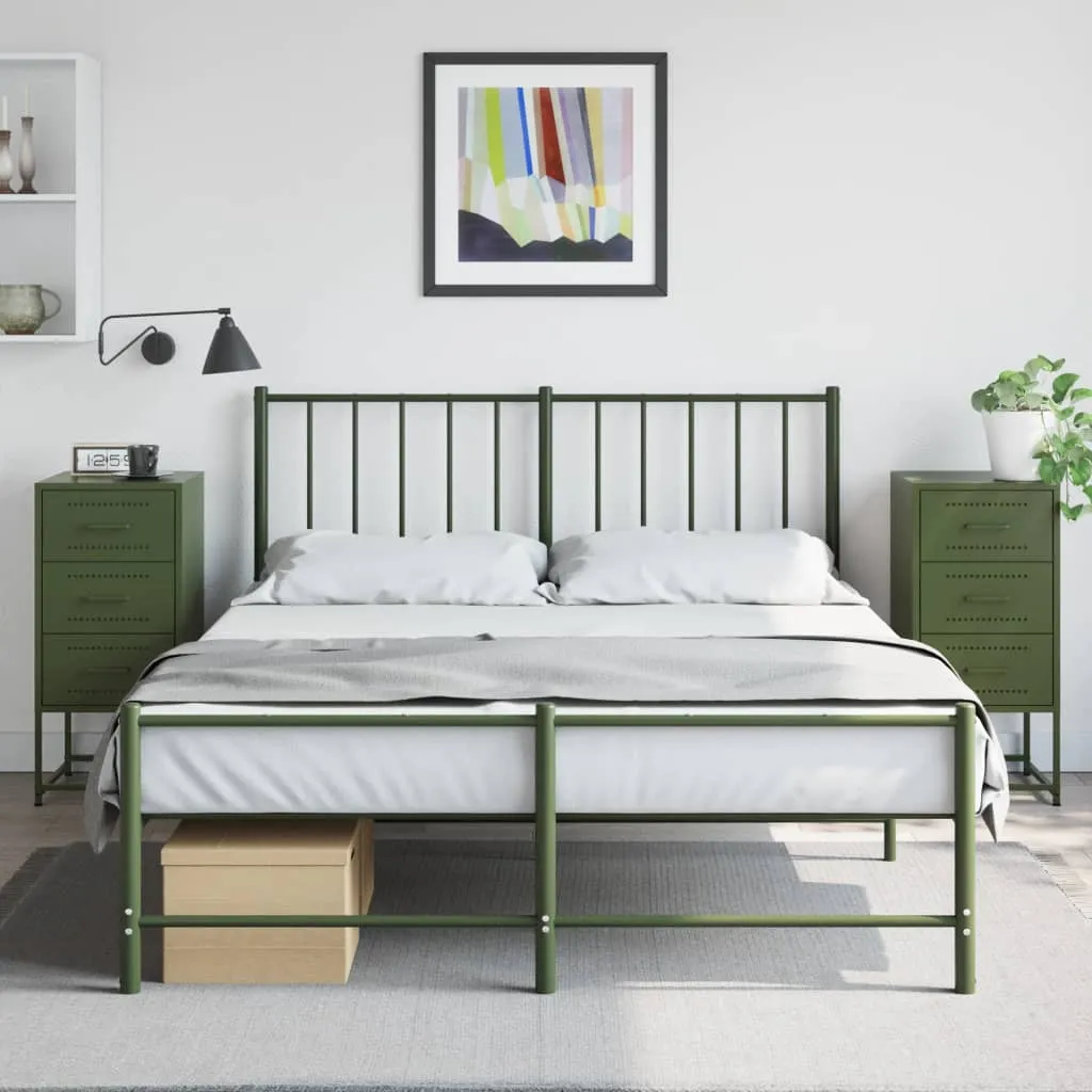 Bedside Cabinets 2 pcs Olive Green 36x39x78 cm Steel