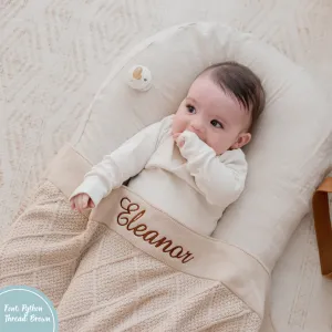 Beige Personalised Diamond Knit Baby Blanket