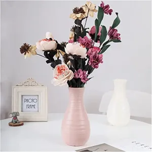 BEKNER Plastic Flower Vase Unbreakable Vase Ceramic Look Vase for Home Décor Modern Floral Flower Vase |Decorative Planter/Vase for Home Décor/Office/Patio/Garden/Balcony/Windowsill