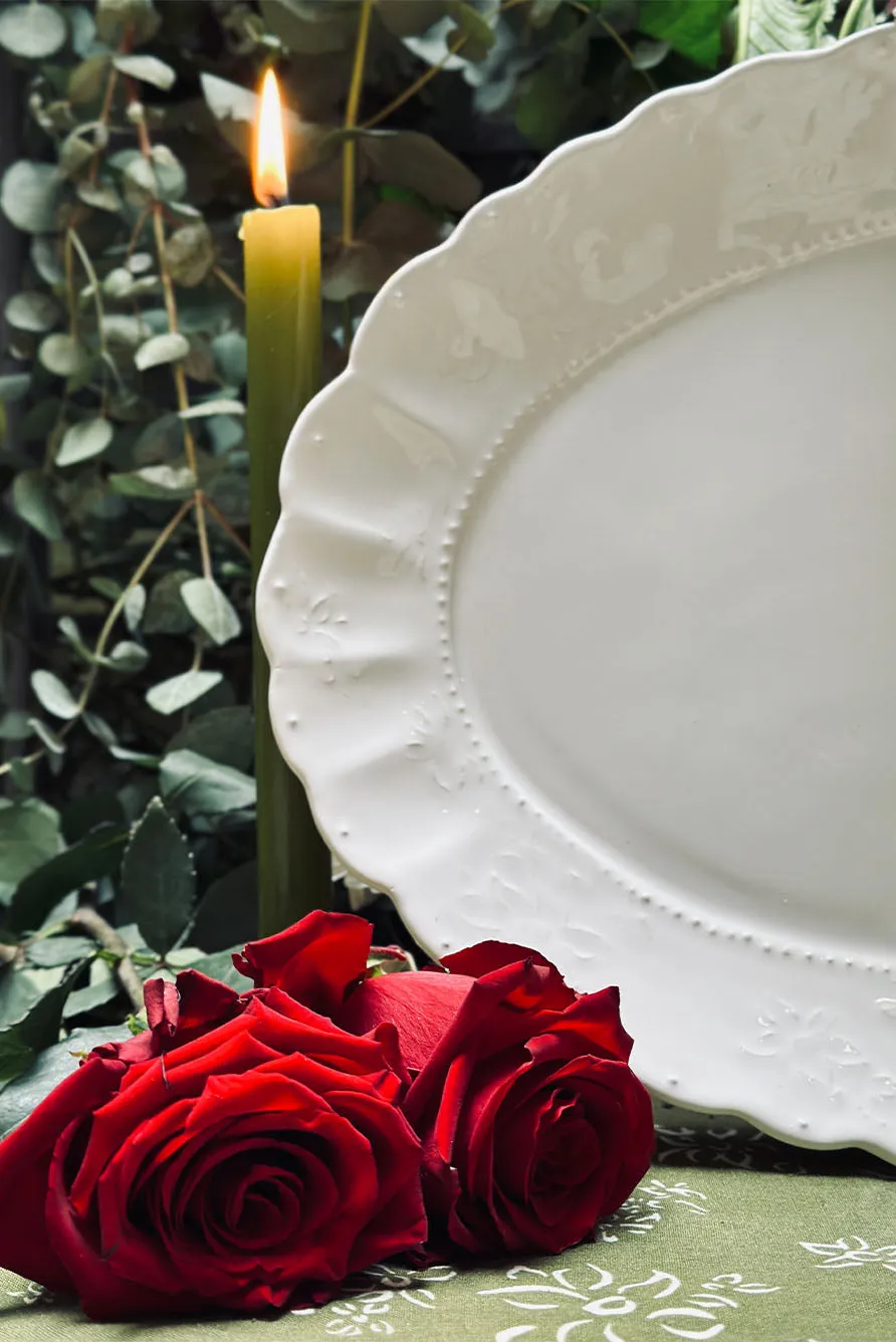 Bernadette's Falling Flower White Serving Bowl, 30cm