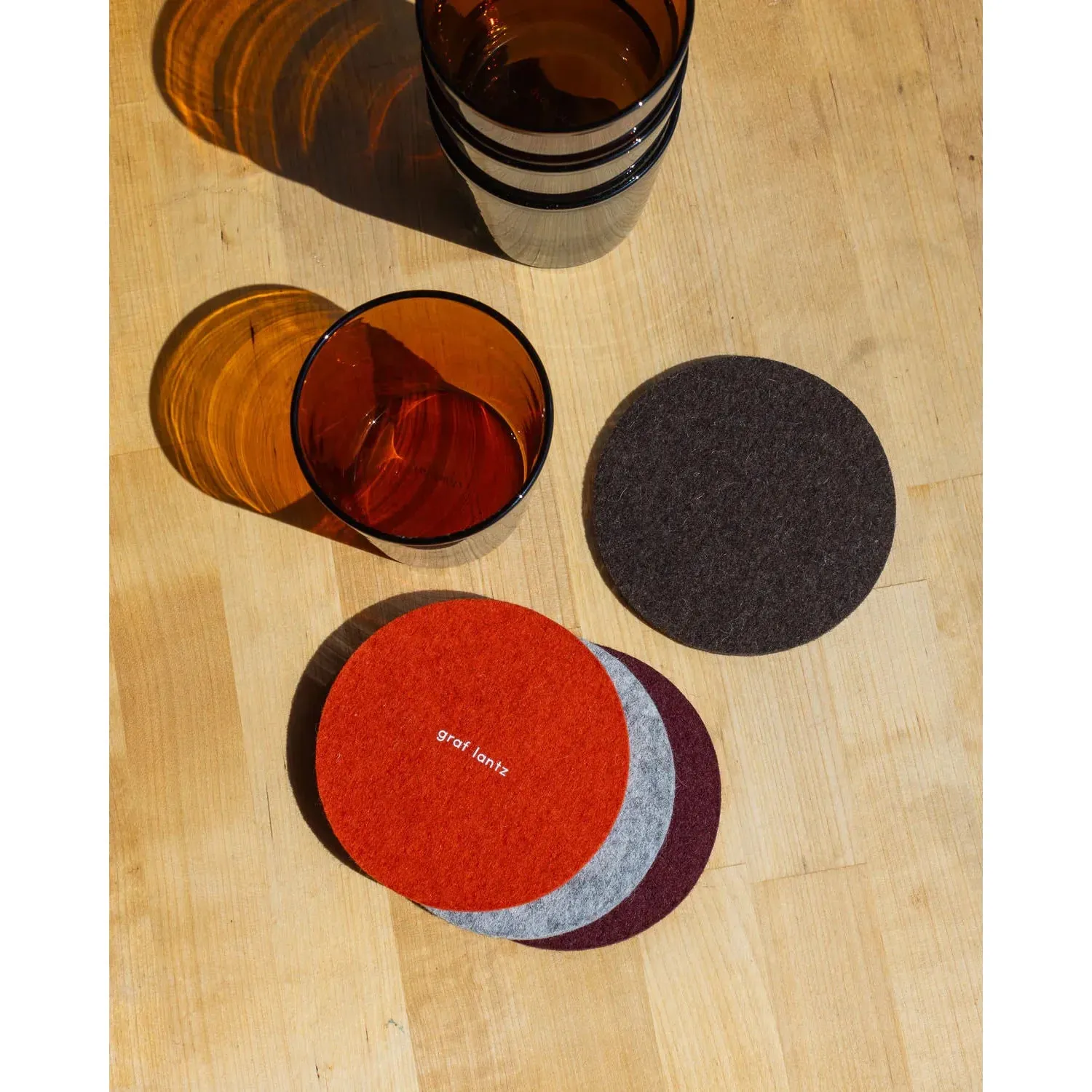 Bierfilzl Merino Wool Felt Round Coaster 4PK