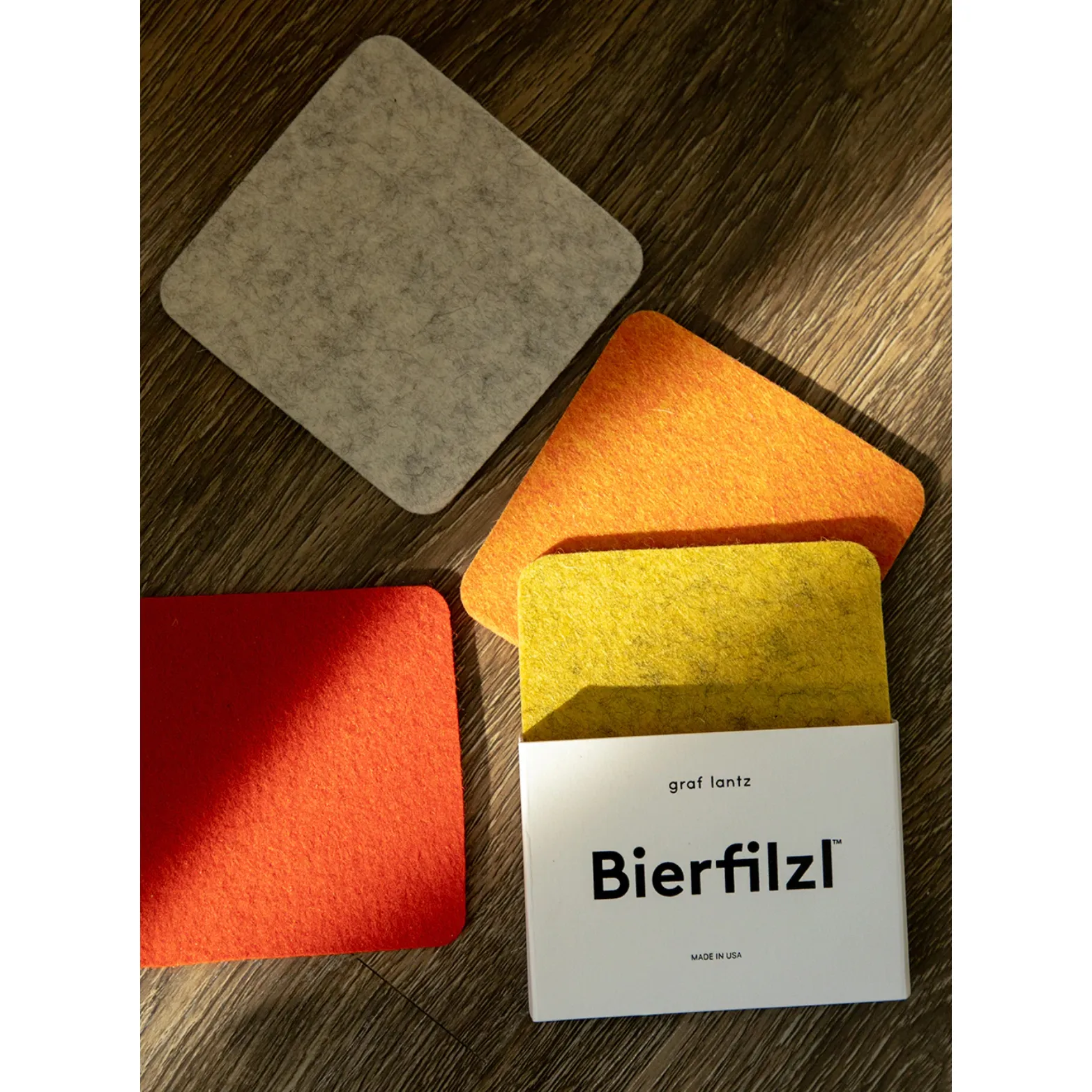 Bierfilzl Merino Wool Square Felt Coaster 4 pk