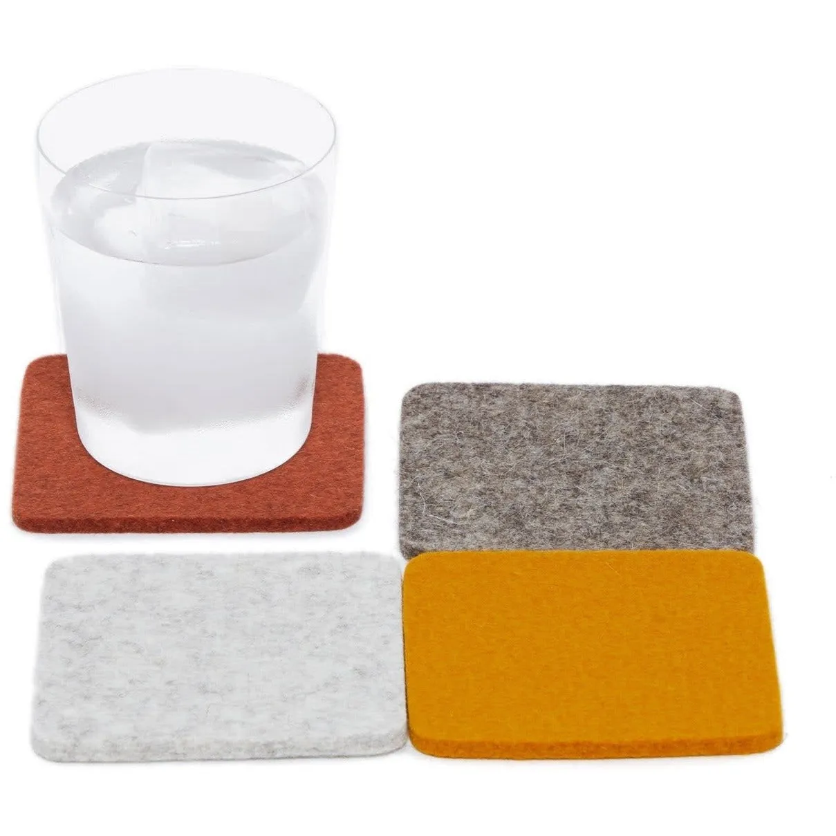 Bierfilzl Merino Wool Square Felt Coaster 4 pk
