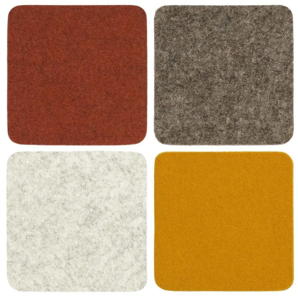 Bierfilzl Merino Wool Square Felt Coaster 4 pk