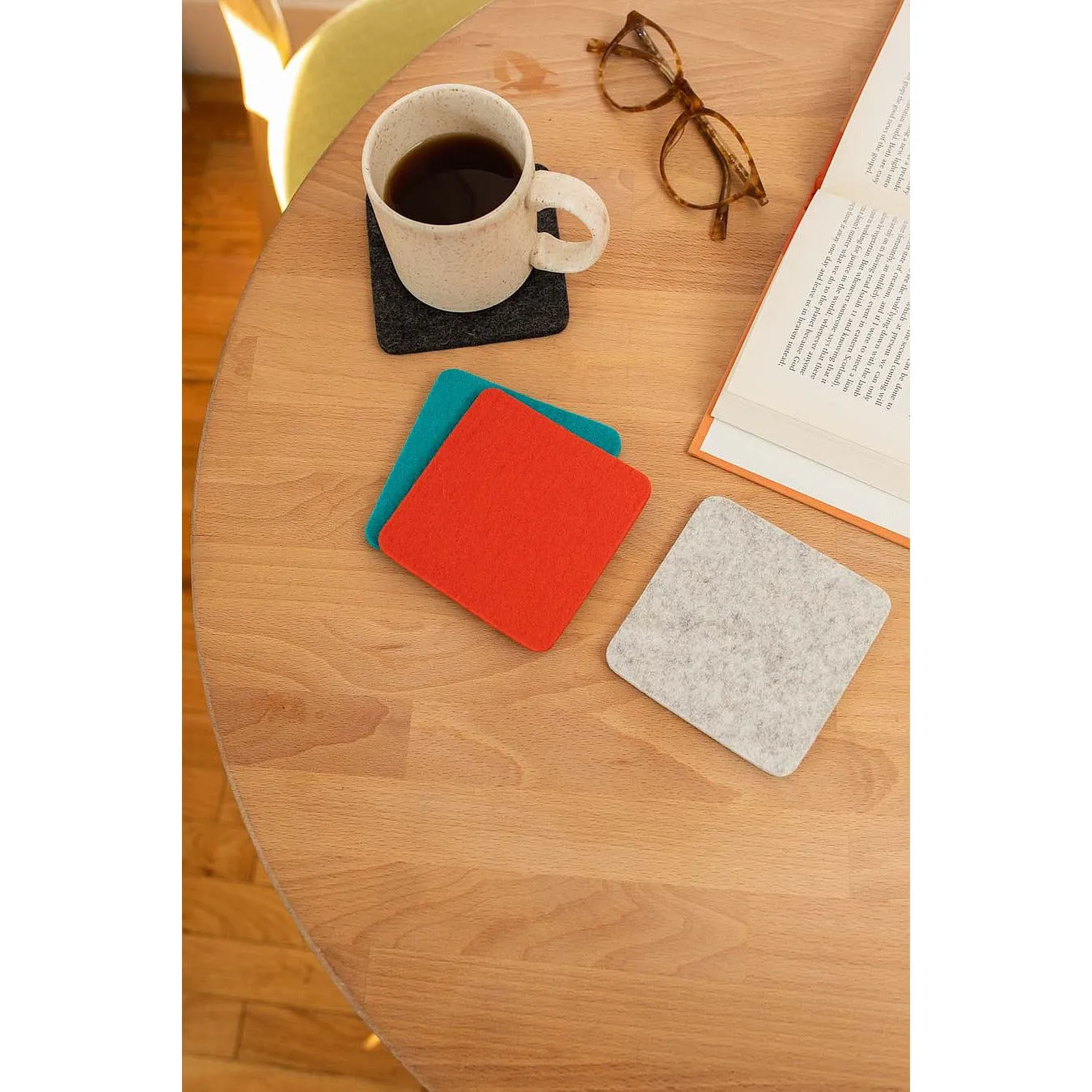 Bierfilzl Merino Wool Square Felt Coaster 4 pk